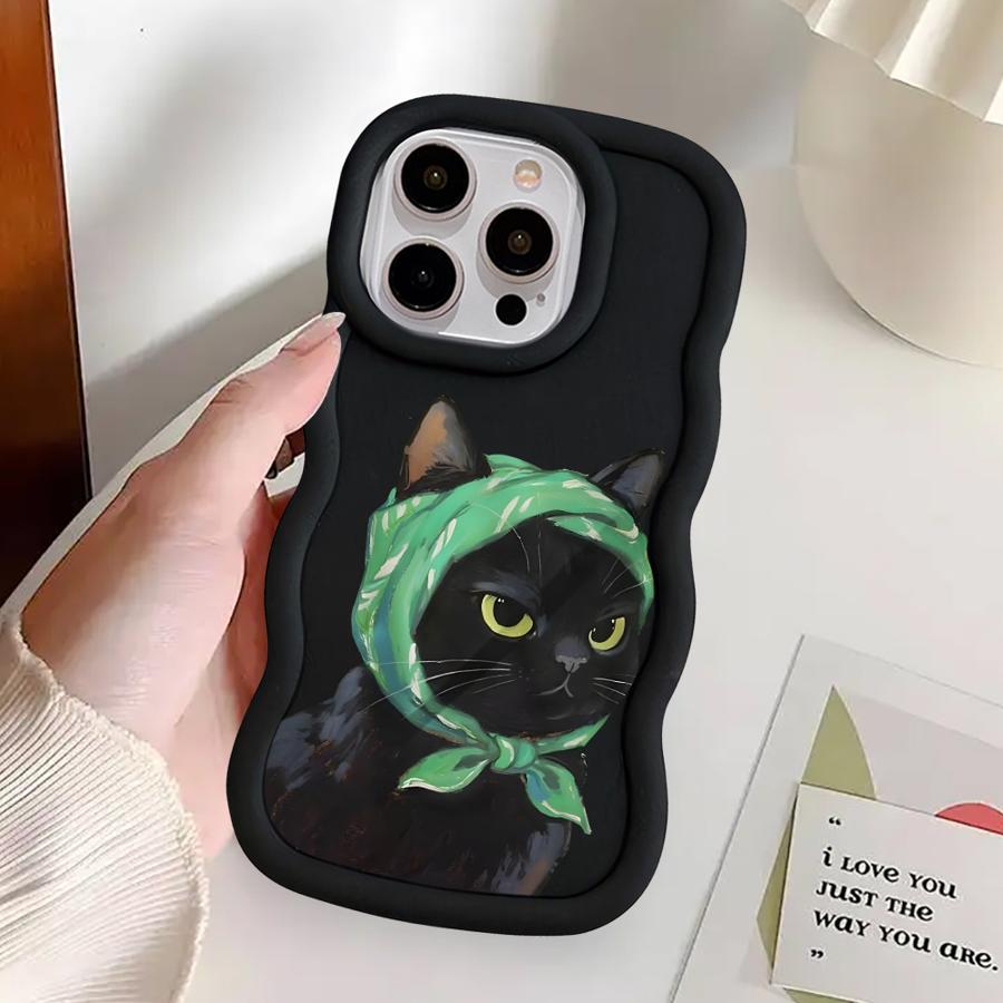 Soft Phone Cover Case for iPhone 16 Pro Max 8 12 13 17 Air 14 15 Plus XR 11 Cartoon Cat