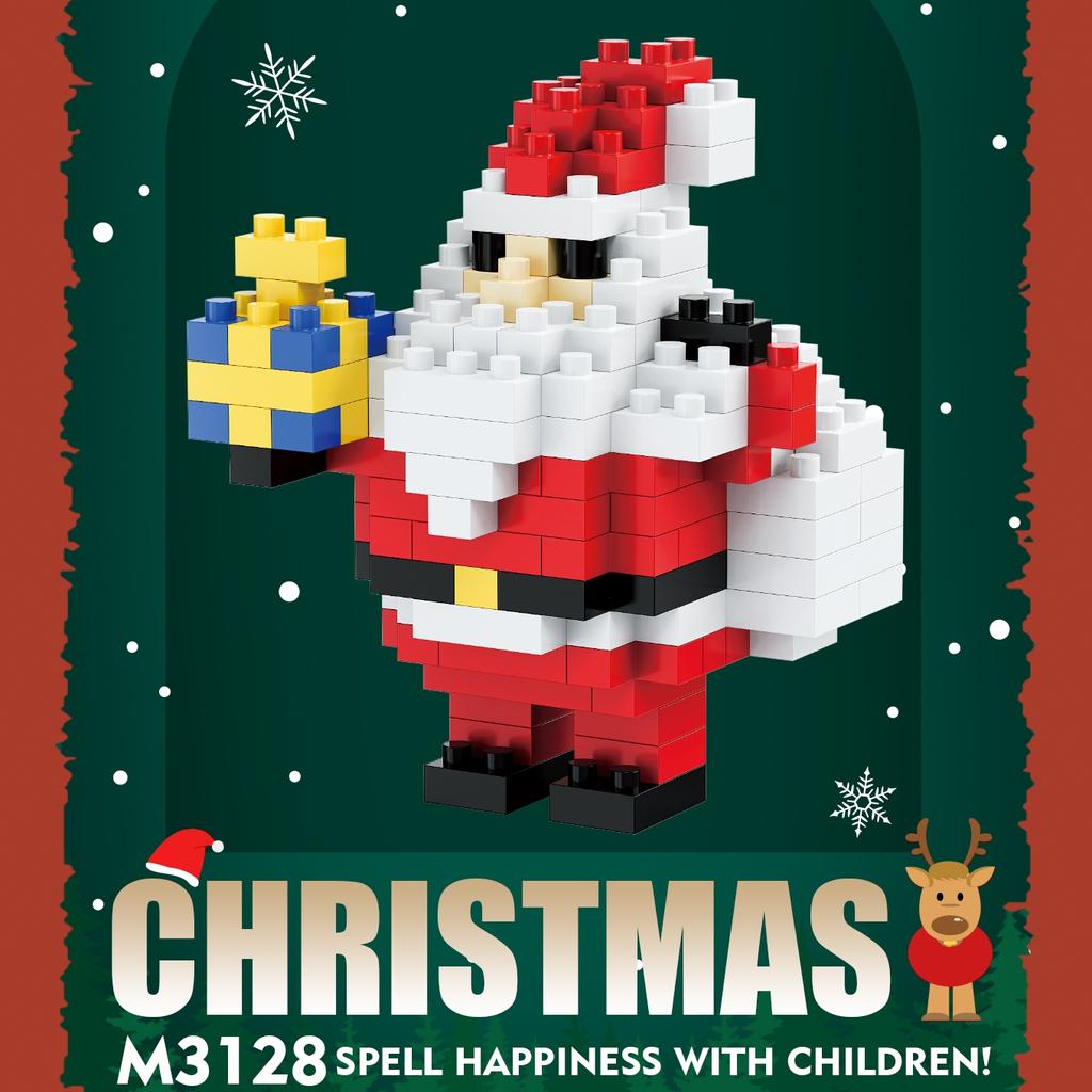 Children Festive Christmas Mini Gift Micro Building Blocks 3D Snowman Santa Claus Tree Decor Model Toy For Kids