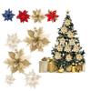 2pcs Christmas Glitter Poinsettia Flowers Xmas Tree Ornaments Home Decorations