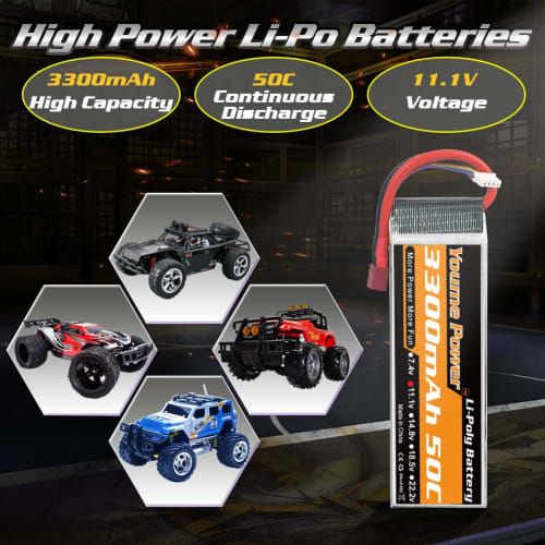 Youme Power 3S LiPo Battery, 11.1V RC Lipo 3300mAh 50C Deans T-Plug for RC Cars, Trucks, Truggy, Airplanes, UAVs, Drones, FPV Gliders, 3D Planes, Park