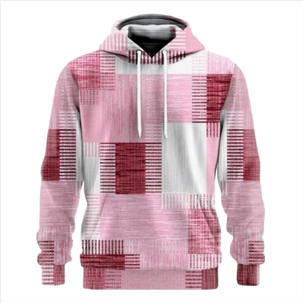 Retro Spliced Make Old Lattice Spring Autumn Men Hoodie 3D Print Long Sleeves Casual Hoodies Oversized Sweatshirts Pullover Tops