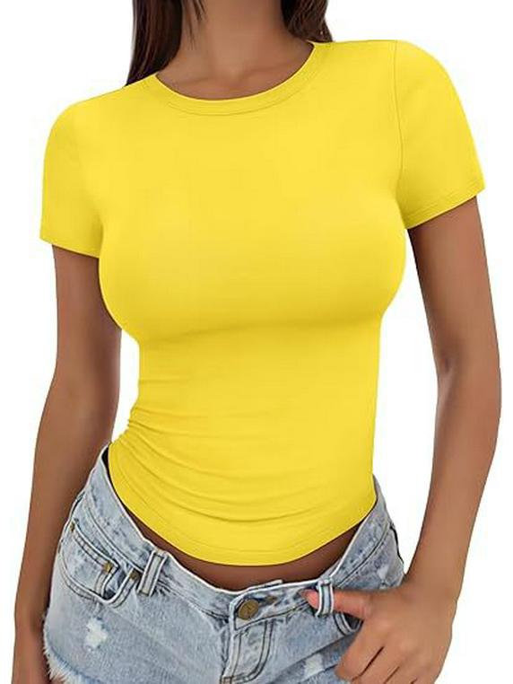 Europäischer & Amerikanischer Stil Damen Sommer Crop Top - Kurzarm, Modisch, Figurbetont.