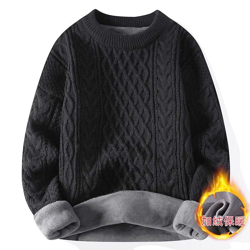Sweater Men's 2 New Crew Neck Sweater Winter Solid Color Premium Knitted Sweater Couple Twisted Pullover Sweater