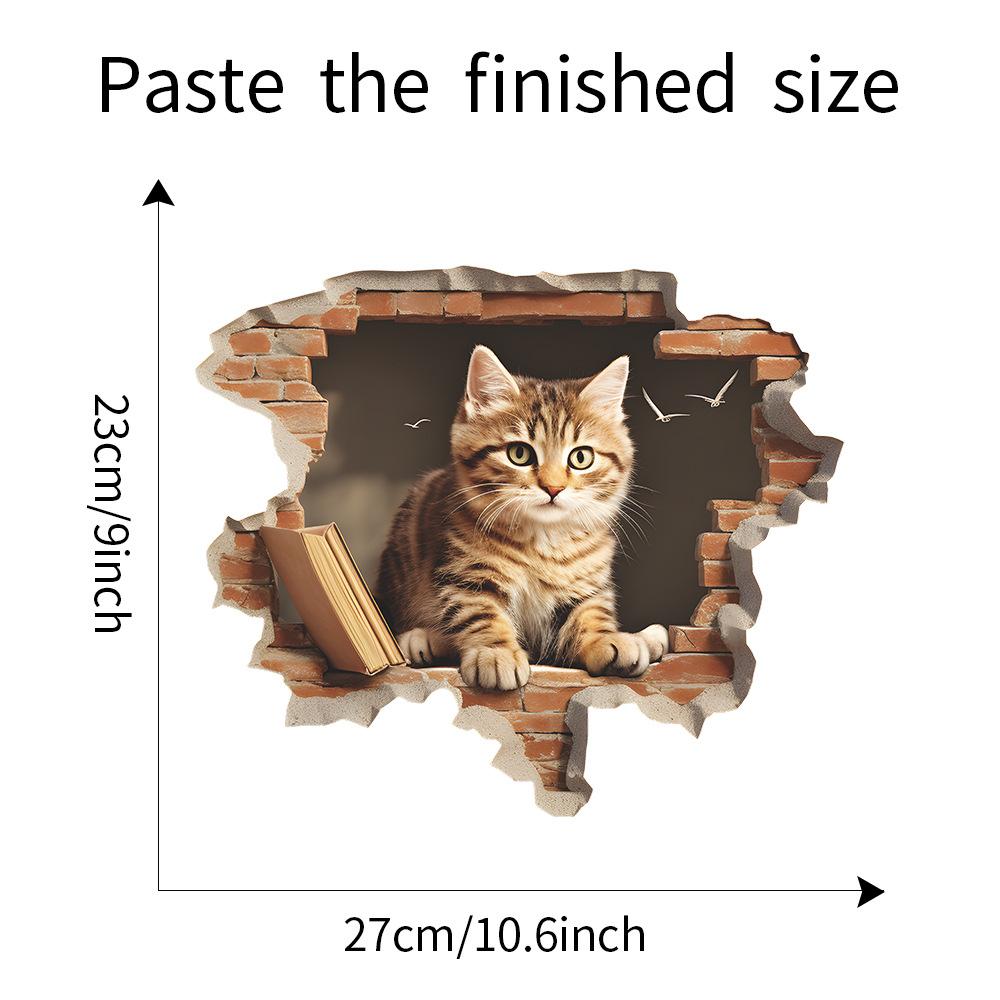 Peek-a-Boo Cartoon Cat Background Wall Sticker for Bedroom Living Room Hallway Self-Adhesive Removable Decal