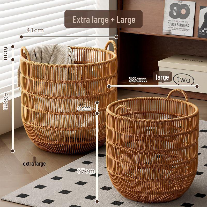 High-Value Waterproof Woven Rattan Laundry Basket for Bedroom and Bathroom