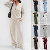 Women S Casual Two Piece Set Loose Long Sleeve Top Wide Leg Pants Autumn Winter