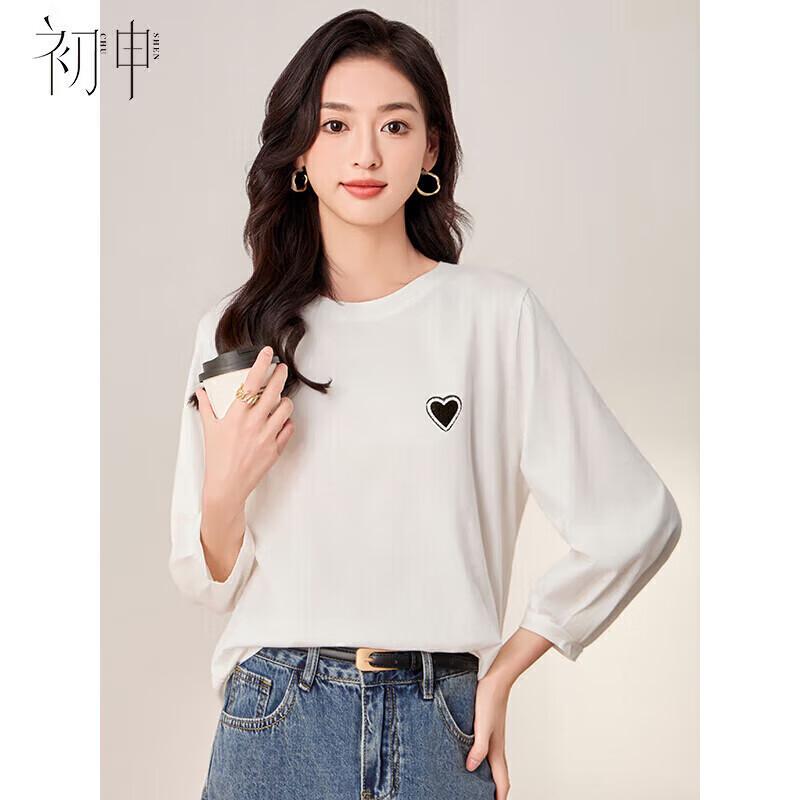 Women s Heart Label Pure Cotton Puff Sleeve Long-Sleeve T-Shirt S