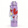 1PC Love You Cursive Letter Pattern 750ml Color Plastic Sports Water Bottle Leakproof Flip Straw Lid Suitable for Sports Office Home Use