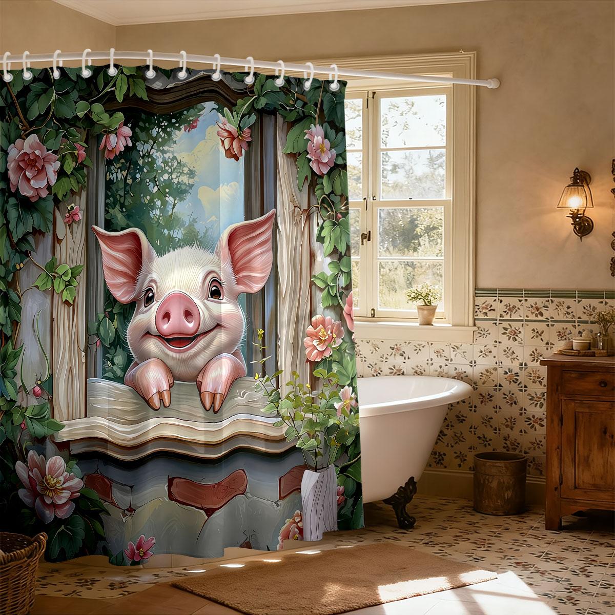 

1Pc Cartoon Animal Flower Printed Shower Curtain Multi Size Partition Privacy Bathroom Hanging Curtain Fashion Home Decoration W60H190(CM)-1 Pcs