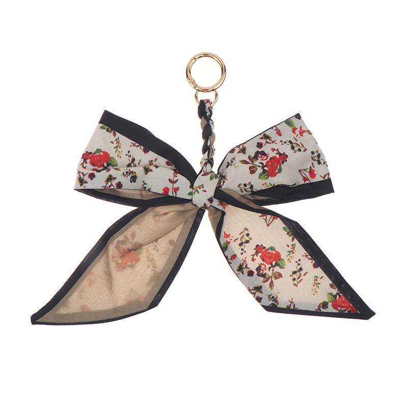 Porte-clés nœud papillon ruban élégant coréen écharpe en soie douce porte-clés porte-clés de voiture breloques de sac pour femmes accessoires de clés pour cadeaux de fille