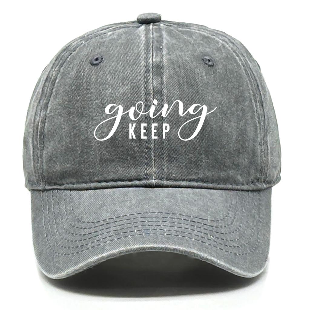 "keep going" Print Unisex Caps Cotton Cap For Man Leisure Washed Retro Adjustable Sun Hat Ideal Choice For Daily Wear