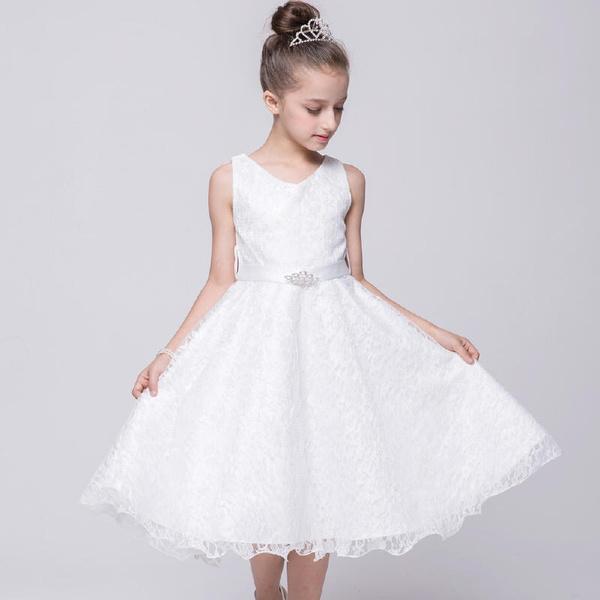New Girls Party Prom Dress Children Lace Flower Children Girls Elegant Wedding Ceremony Birthday Dresses Teen Prom Dresses