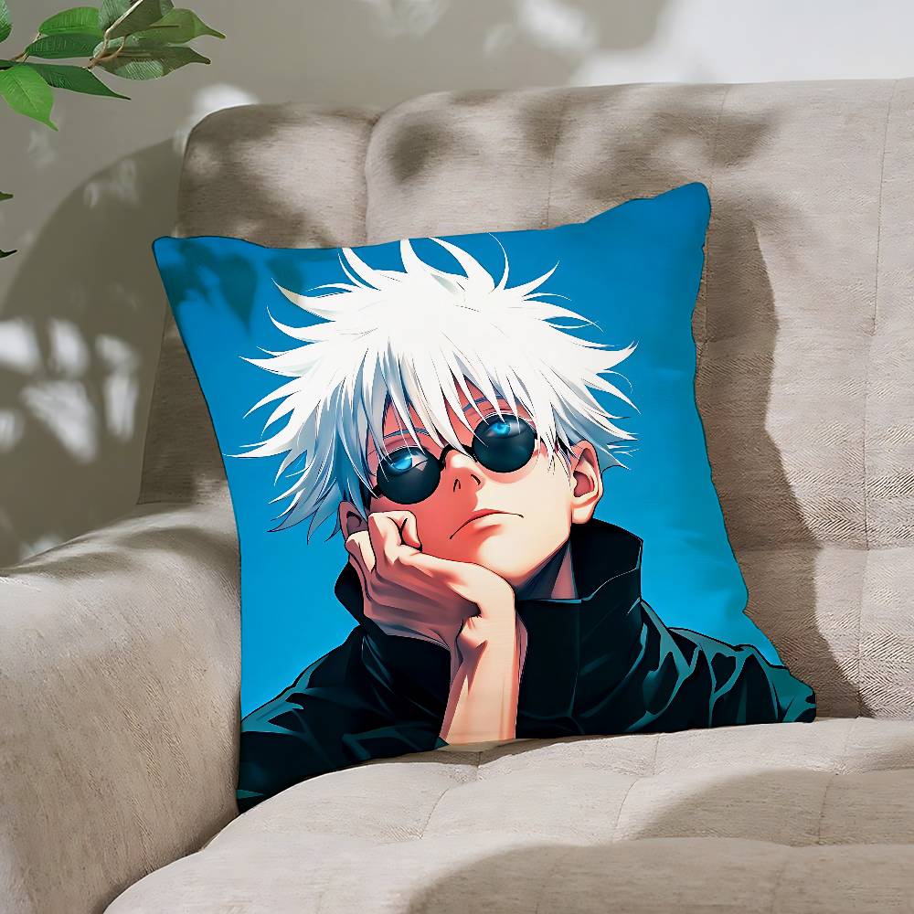 Anime J-Jujutsu K-Kaisen Pillow Case Cushion Cover Soft Cute Throw Pillow Case For Car Sofa Pillowcase Polyester With Zipper
