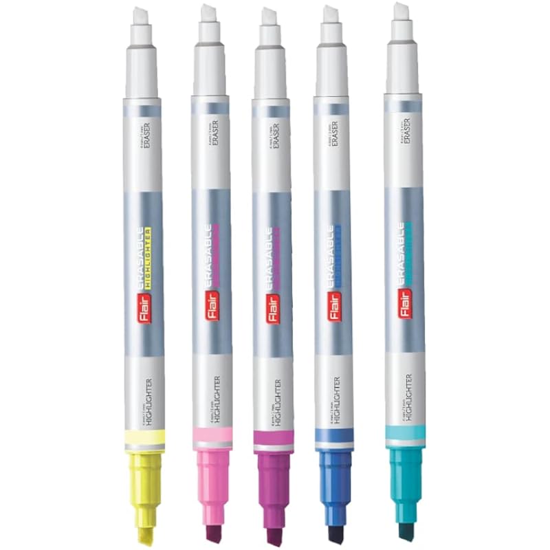 FLAIR Creative Series Erasable Chisel Point 1 To 4 Mm Highlighter Blister Pack | Easily Erase What You Highlight | Non T