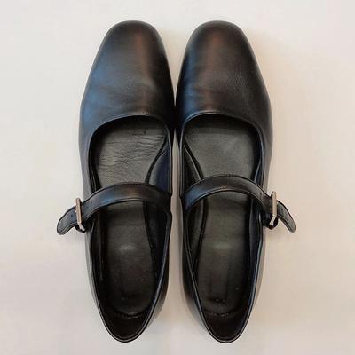 2024 Echt Leer Vierkante Neus Flats Lente Schoenen Volwassen Lieflijk Uitgaan Gespsluiting Mary Janes voor Dames