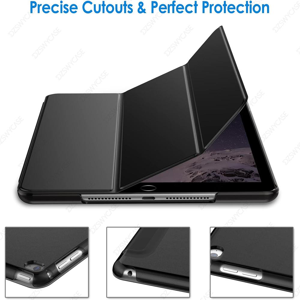 Case For iPad 9.7 5th/6th, For iPad Air 1 2 9.7 Inch, With Trifold Stand Cover, Translucent Back Shell, Auto Sleep/Wake