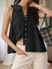 Women's Boho Ruffle Tank Top Peter Pan Collar Eyelet Button Sleeveless Top