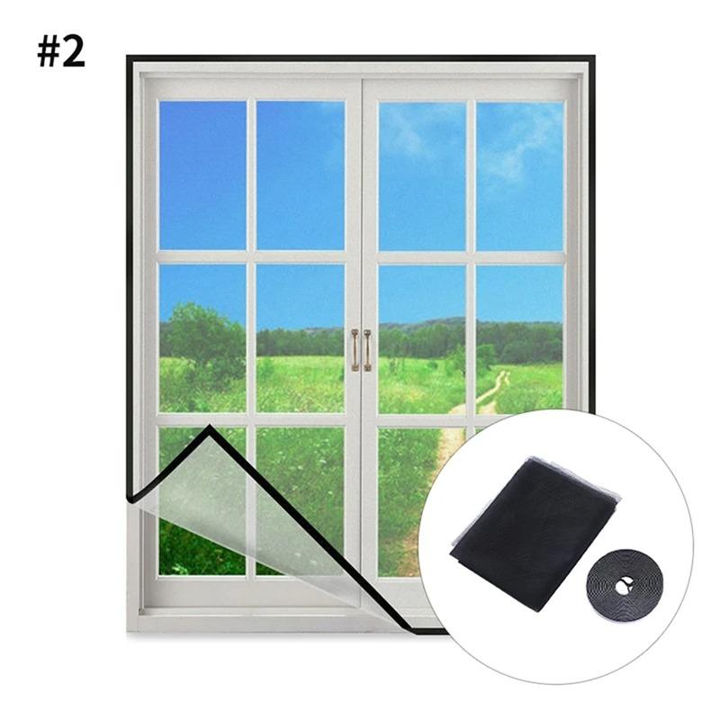 

1PC Літня спальня Віконна москітна сітка від комах Fly Screen Штора DIY Самоклеюча внутрішня антимоскітна нейлонова сітка 1.3*1.5 чорний