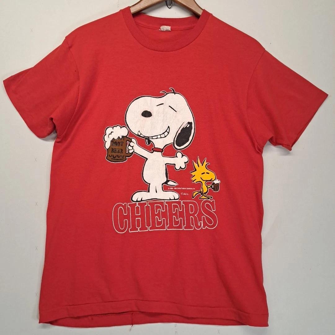 

Peanuts Snoopy Woodstock Cheers T Shirt VTG Single Stitch Screen Stars XL 4XL