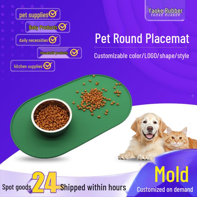 

Silicone Waterproof Non-slip Pet Feeding Mat - Easy to Clean, Wear-resistant, Food-grade Placemat Small 45.5cm x 24.8cm