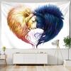 Embroidery Wolf Lion Tapestry Wall Hanging Colorful Simple Bohemian Psychedelic Art Background Cloth Home Decor