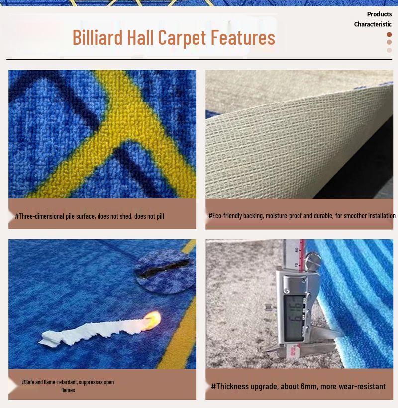 Billiard & Table Tennis Room Carpet - Full Coverage, Wear-Resistant, Flame Retardant, Soundproof