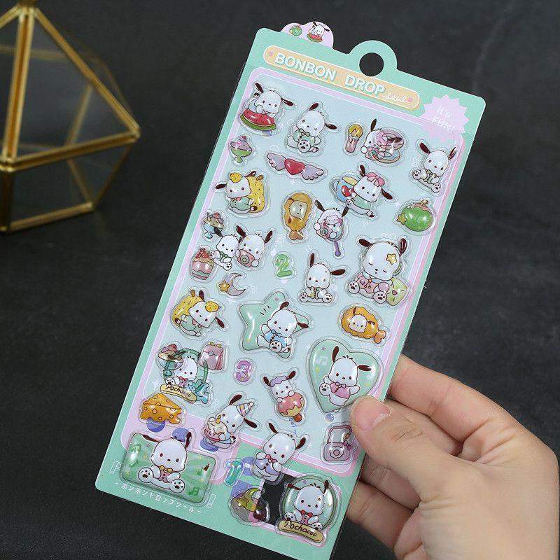 Children s 3D Puffy Cartoon Stickers – Crystal Diamond, Cute Embossed Designs for Girls