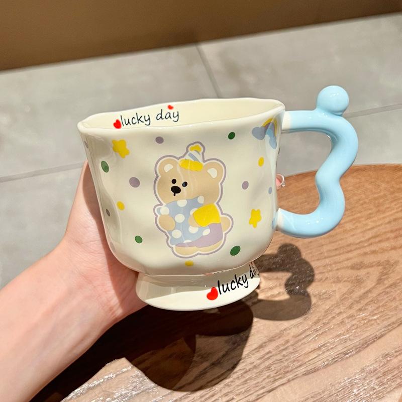 Ins Cute Cartoon Goblet Pacha Dog Mug Water Cup Couple Ceramic Cup Birthday Gift Girls Practical