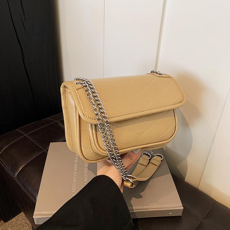 High-end Women's Bags Autumn New Trendy and Versatile Textured Chain Messenger Bags Fashionable Shoulder Bags