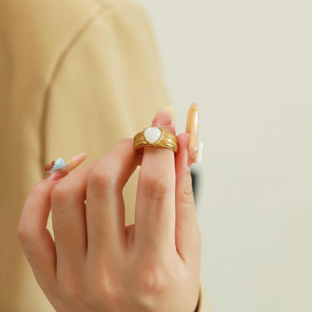 Jewelry Heart Ring Elegant Shell Ring Trendy Finger Ring  Hipster