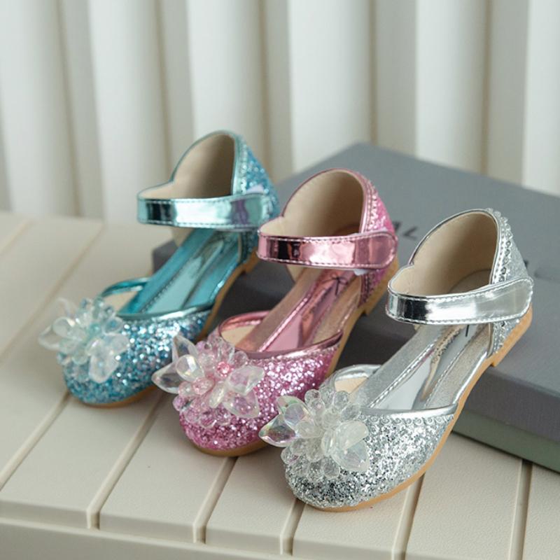 Girl Princess Shoes 2024 New Spring Autumn Little Girl Leather Shoes Shining Soft Sole Children's Dance Performance Shoes