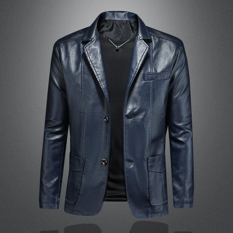 Mens Plus Size Leather Jacket New Style Fashion Casual Motorcycle Mens Slim Fit Leather Coat Outerwear 58011