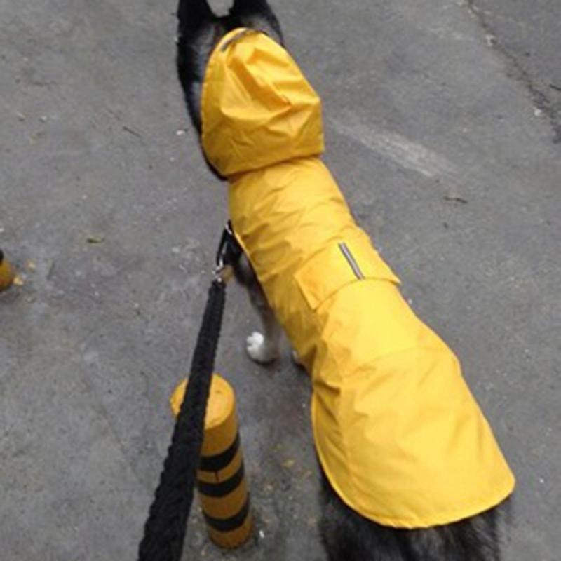 Dog Raincoat Lightweight Waterproof Large Pet Dog Rain Jackets with Hood Reflective Strip Safety for Dog