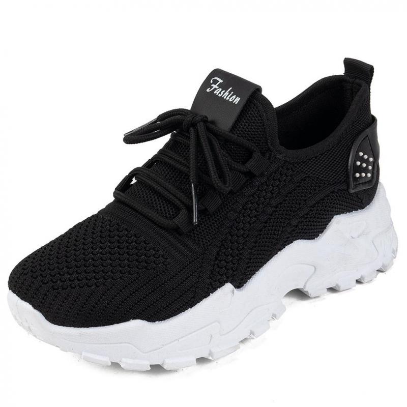 White Mesh Platform Sneakers Thick Sole Casual Shoes Breathable Knit Sneakers for Women Outdoor Spring Running Sports Shoes