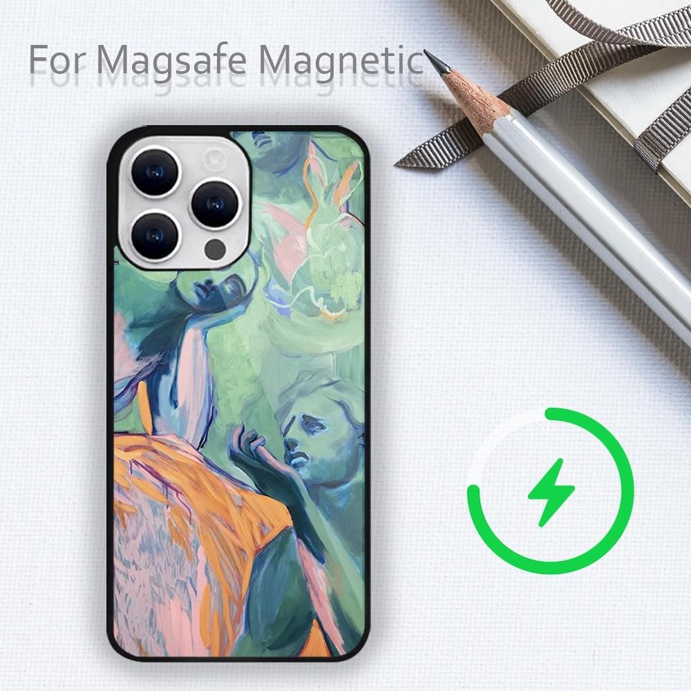 Amybeager Art Etui na telefon dla iPhone 15 14 13 12 11 Plus Pro Max Magsafe Magnetyczne Ładowanie Bezprzewodowe