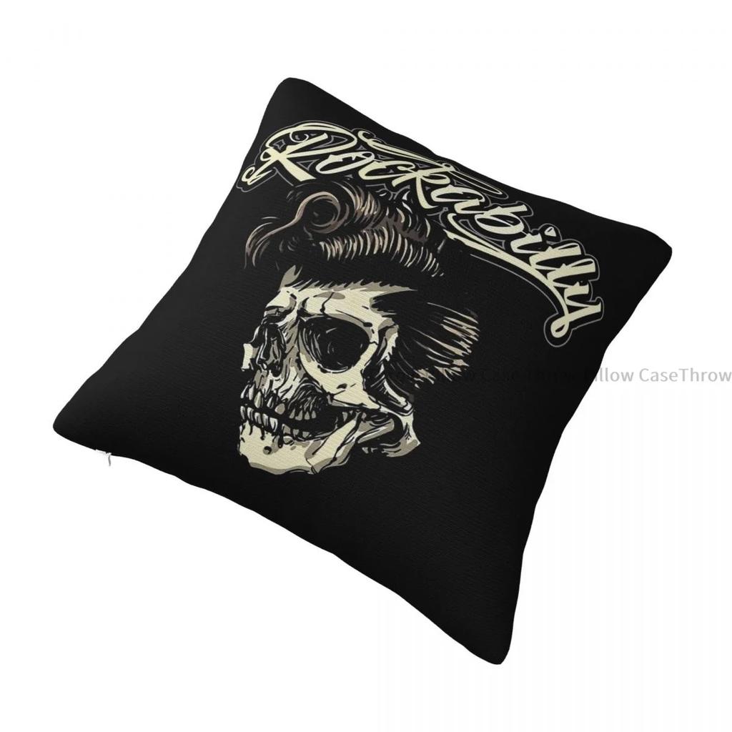 Rockabilly Skull Hug Pillowcase Rock N Roll Backpack Cojines Sofa DIY Printed Office Throw Pillow Case Decorative