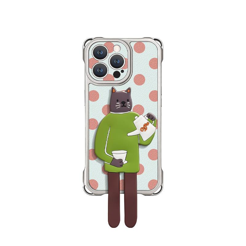 Long-leg Cat Stand Suitable for iPhone 17pm, iPhone Case 15, Four-Corner Lanyard, 16Promax, Crossbody 14