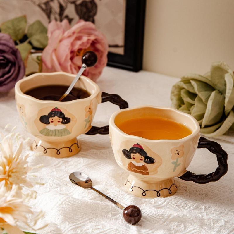 Retro Cardamom Girl Cute Mug Mug Creative Ceramic Cup Office Water Cup Coffee Cup Breakfast Milk