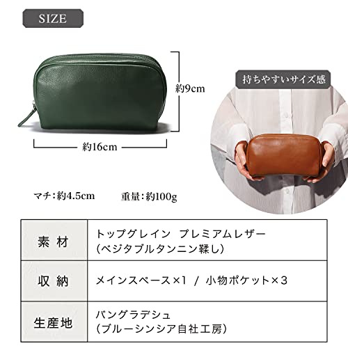 BLUE SINCERE Square Pouch, Genuine Leather, Men's and Women's, Rectangular, Gusseted, Large Capacity, Freestanding, Gadget Case, Makeup Pouch, Leather