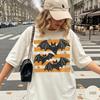 Vintage Retro Halloween Bat Shirt, 90's Oversized Halloween Tee, Distressed Striped Bat Shirt, Spooky Season Tee