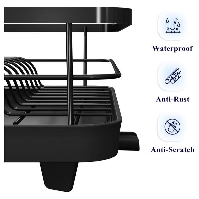 Dish Drying Rack Dish Drainer Countertop Drainboard with Utensil Holder & Plate Stand Kitchen Organizer
