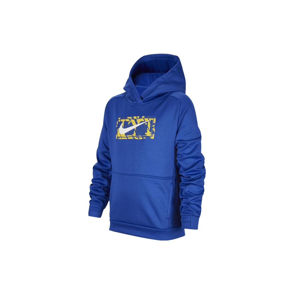 Nike Therma-Fit Multi-Logo Print Hoodie Kids Hoodies Blue FD4021-480