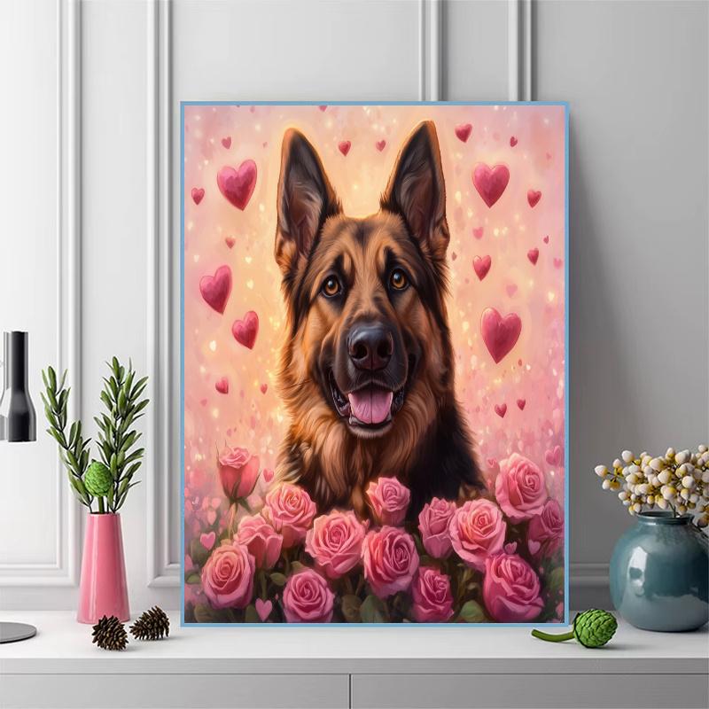Pink German Shepherd Pattern 3pcs 100% Round Full Drill 5D DIY Diamond Painting Embroidery Cross Stitch Rhinestone Décor