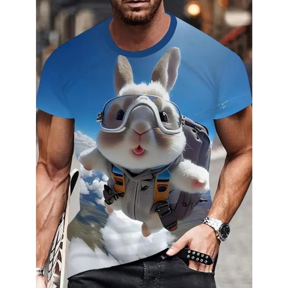 Summer Interesting Animal 3D Printed Men's T-shirt Loose Breathable Large Size Short Sleeved T-shirt