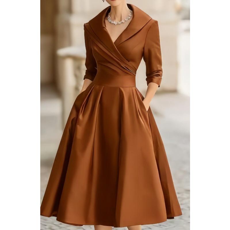 Women's Temperament Formal Waist Dress Skinny Elegant Long-sleeved Long Dress