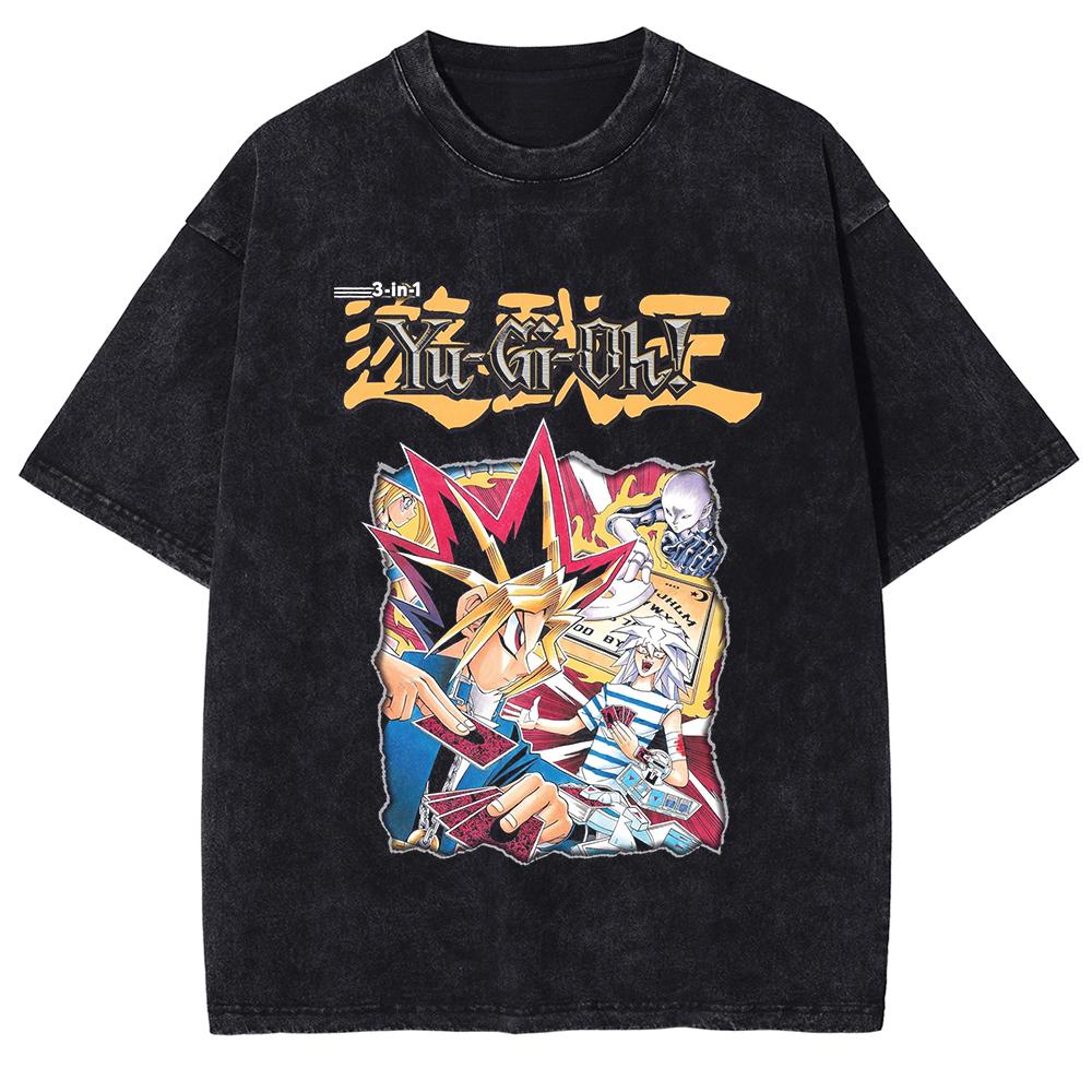 Yu Gi Oh Anime Print Tshirt Yugi Muto Manga Graphic T Shirt Men Women Clothing Summer Short Sleeve Tees Washed Cotton Tshirt