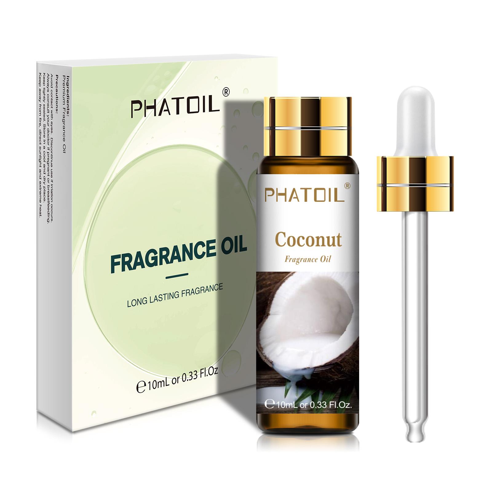 

PHATOIL 10 мл Клубника Вишня Лайм Манго Кокос Фруктовые ароматические масла для ароматерапии Диффузоры Уход за кожей Массаж Йога Релаксация Духи «сделай сам» Coconut