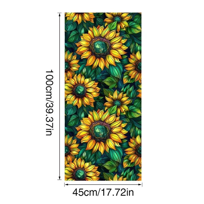 45x100cm Colorful Flower Stained Glass Film Static Cling PVC Privacy Window Film Home Living Room Office Art Decor