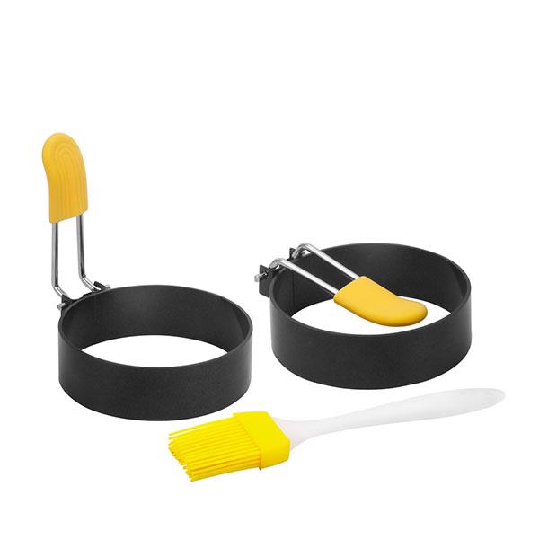 

Профессиональный набор колец для блинов из нержавеющей стали, кольцо для жареных яиц, сковорода, формочки для блинов с оранжевой силиконовой ручкой для завтрака