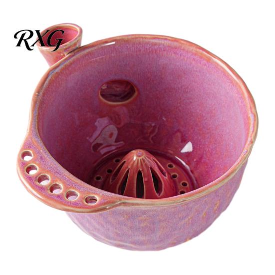 Berry Rinse Basket Ceramic Washing Bowl with Drainage Hole, 360 Degree Self Vegetable Soaking Rinsing Fruit Bowl, Fresh Cleaning Strainer Produce
